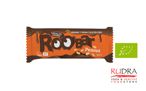 Roo'Bar zemesriekstu batoniņš ar šokolādes pārklājumu, BIO 30g